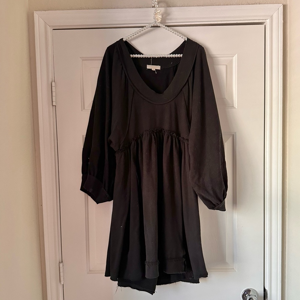 Chelsea & Violet Black Terry Sweatshirt Dress